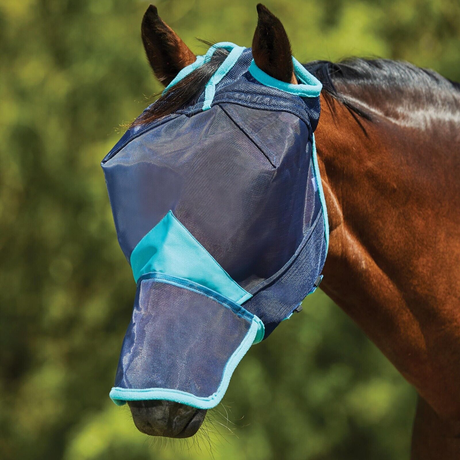 Picture of WeatherBeeta ComFiTec Deluxe Fine Mesh Fly Mask with Nose, No Ears,  UV Protect
