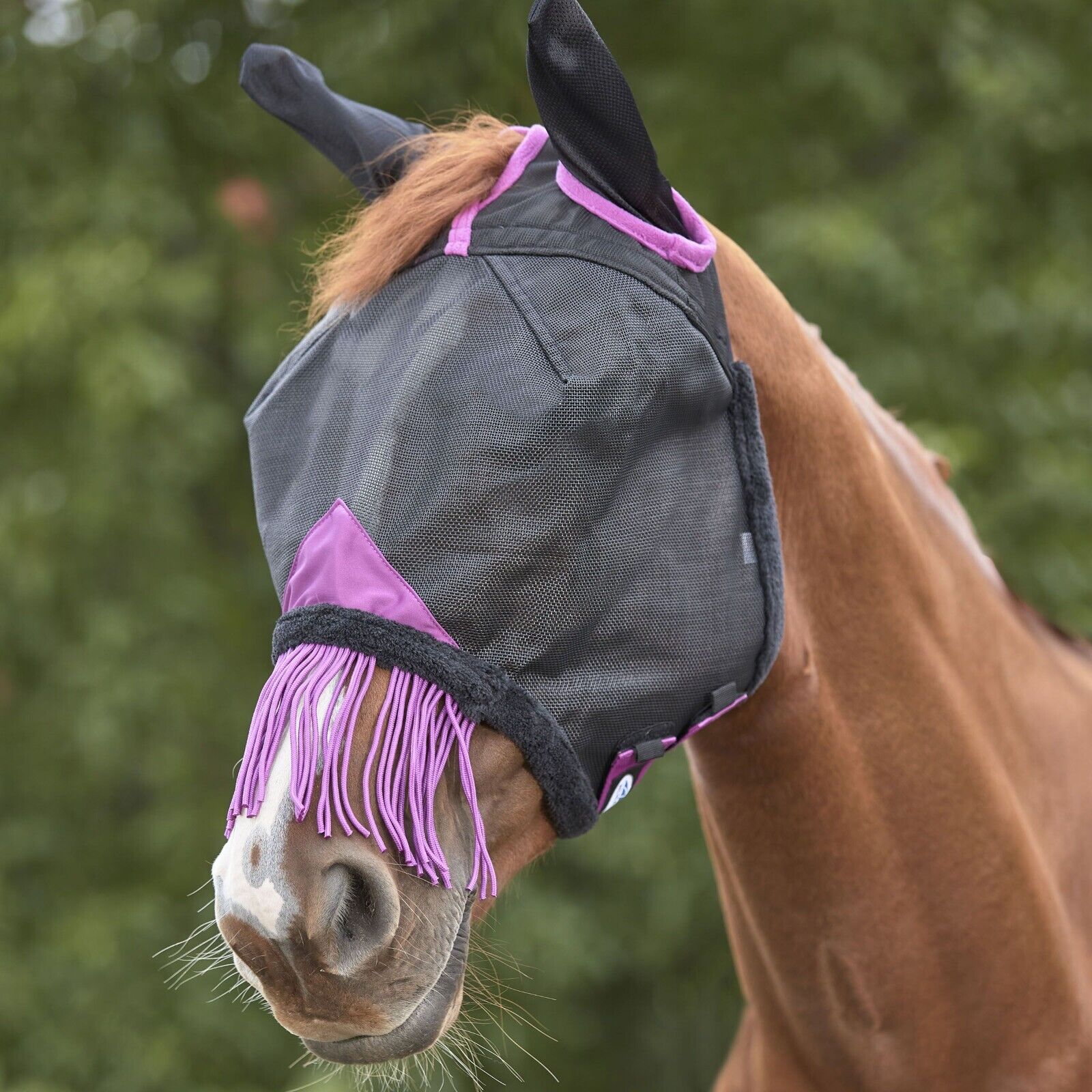 Picture of WeatherBeeta ComFiTec Deluxe Durable Mesh Fly Mask, Ears & Tassels, UV Protect