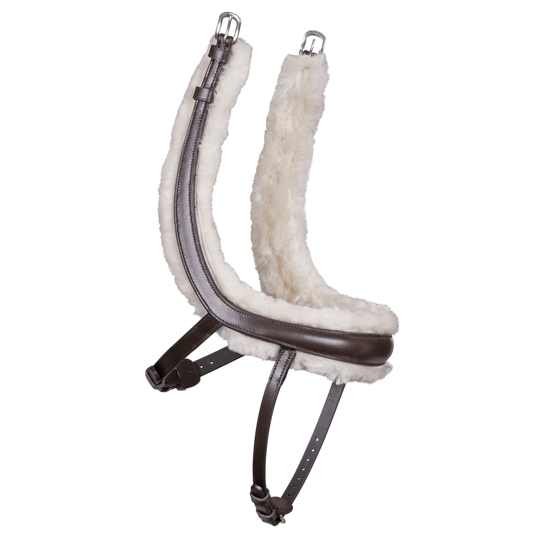 Picture of Shires Velociti Rapida Fleece Lined Curved Flash Noseband, Black,Havana, 4 Sizes