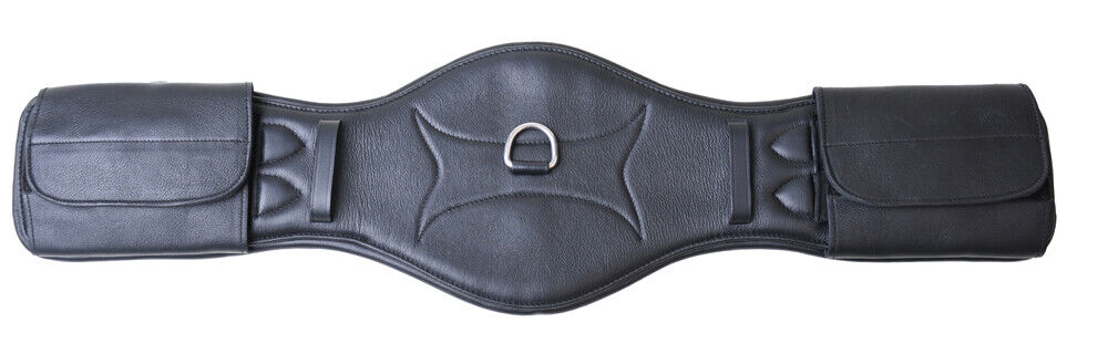 Picture of Rhinegold Soft Leather Dressage Girth, Havana/Black, 24"-32", Memory Foam Lined