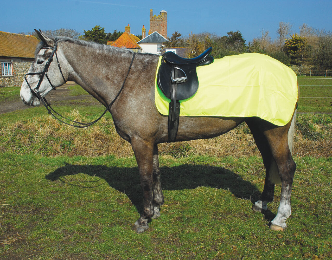 Picture of Rhinegold 3/4 Ride-on Hi-Viz Waterproof Exercise Rug | Yellow | Pony, Cob, Full