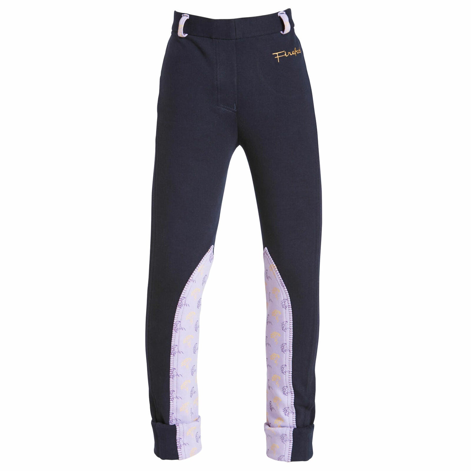 Picture of Firefoot Harden Childrens / Kids Horse Print Horse Riding Jodhpurs Navy/Lilac
