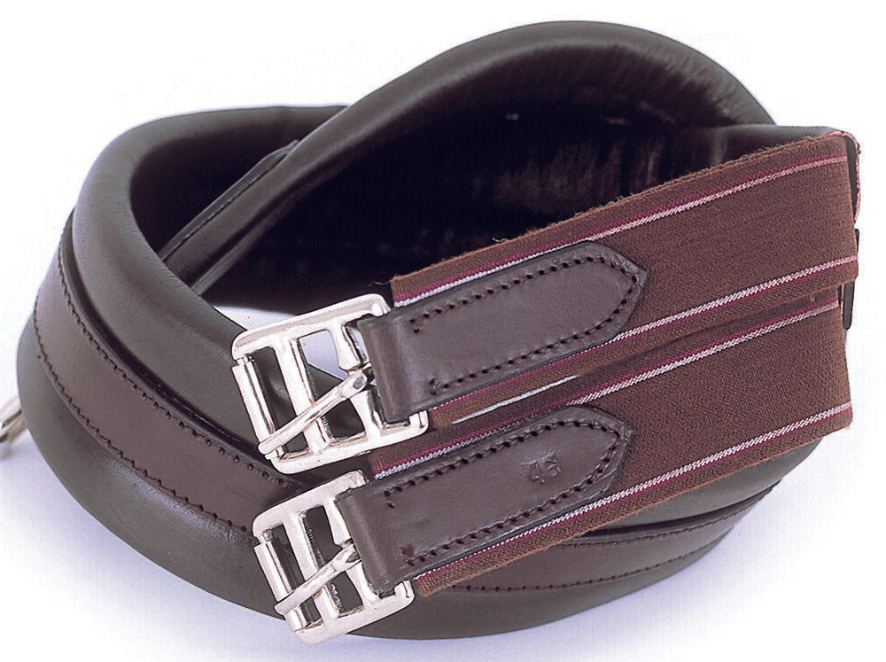 Picture of Windsor Equestrian Leather Padded Girth | Elasticated | Black or Havana |38"-56"