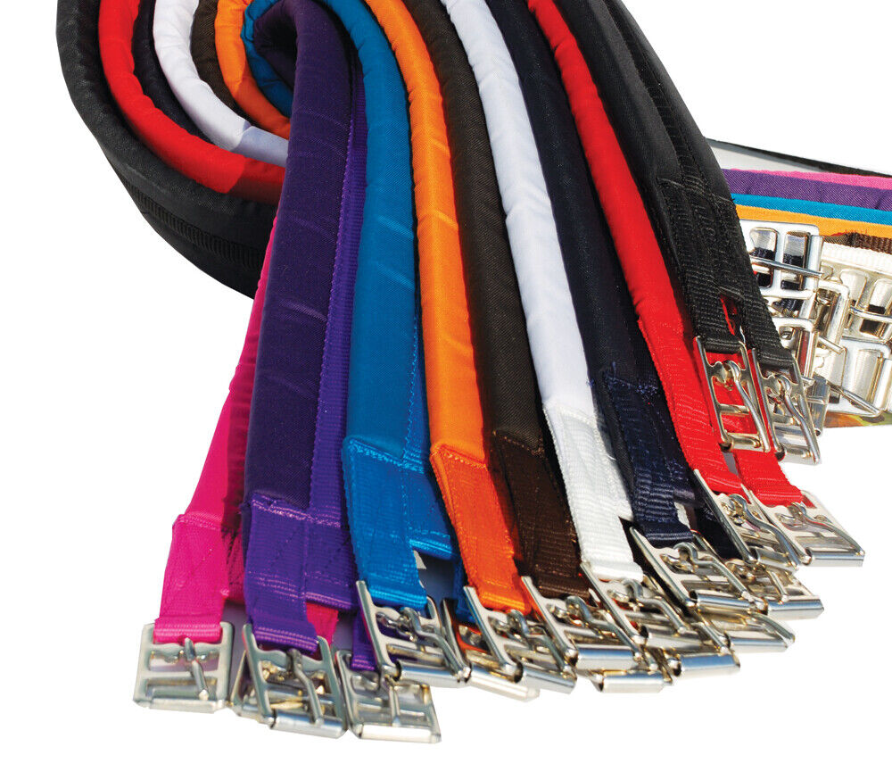 Picture of Cotton Padded Girth Black, Brown, White, Red, Purple, Navy, Sizes 16" to 56"