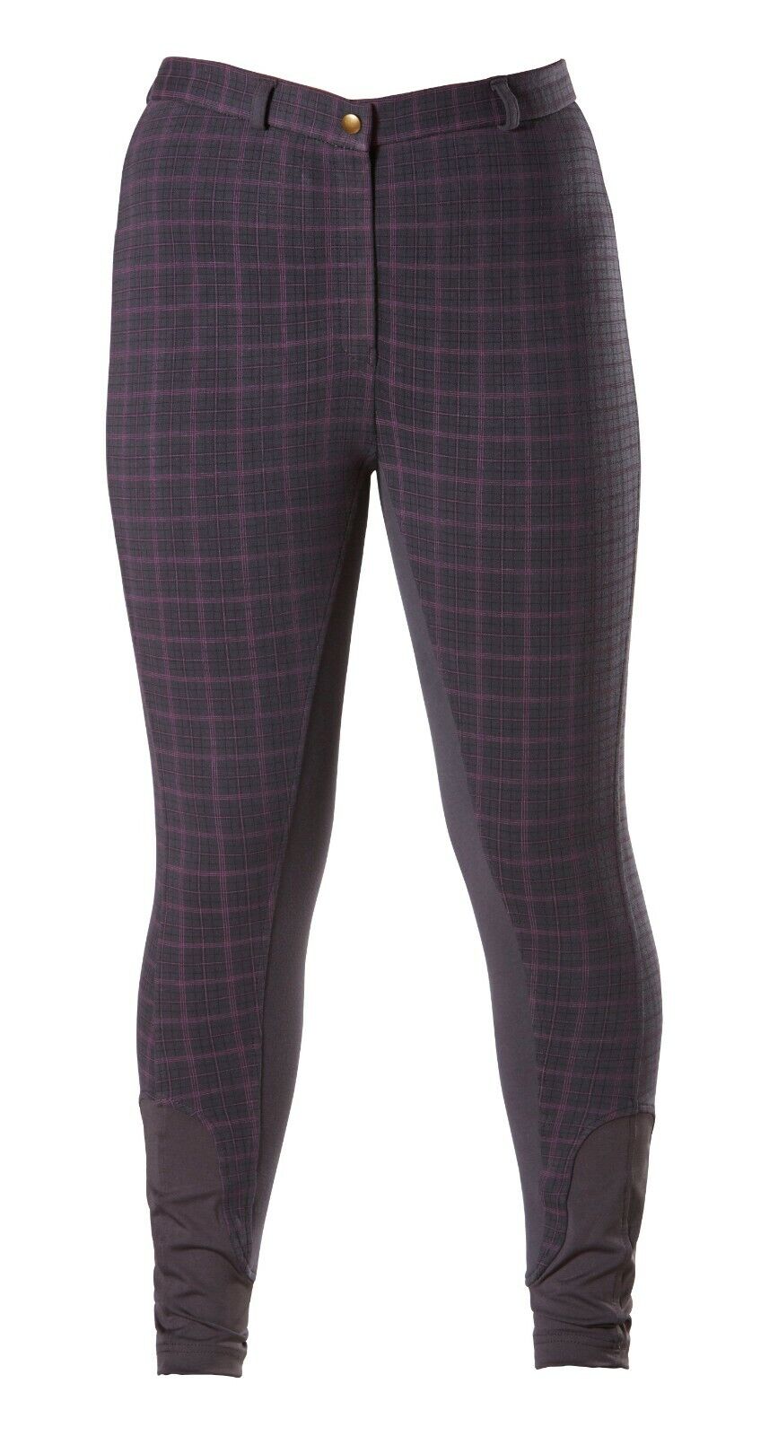 Picture of FireFoot Ladies Farsley Checked Horse Riding Breeches, Grey Check Colour