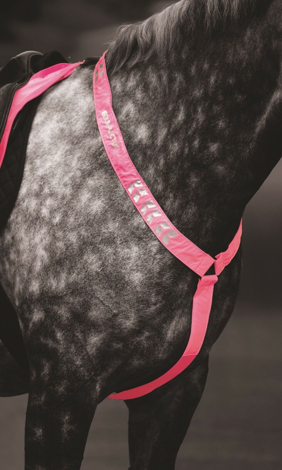 Picture of Shires Equi-Flector Horse/Pony Breastplate in Reflective | Pink/Orange/Yellow