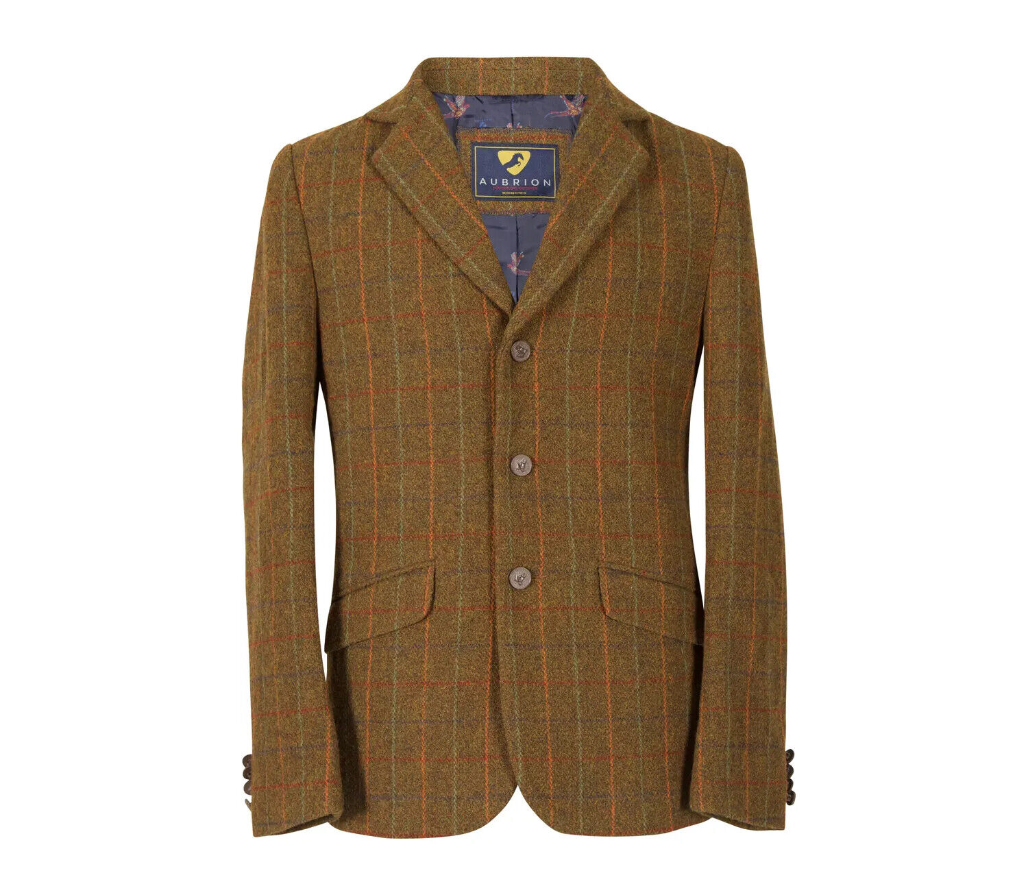 Picture of Shires Aubrion Mens Saratoga Tweed Jacket | Dark Green, Rust Check | 32"-52"