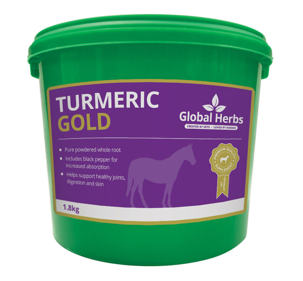 Picture of Global Herbs Turmeric Gold 1.8kg Tub,  Digestion Skin Joint Horse Supplement