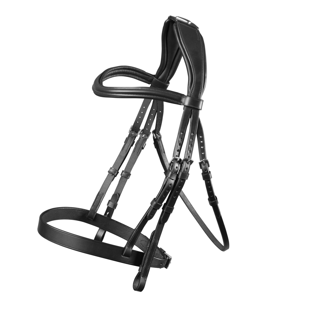 Bridle, Shires Velociti Lusso Hunter Cavesson Bridle, Black, Havana, 4 ...