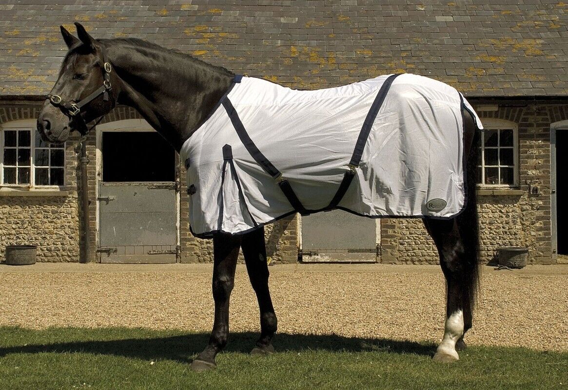 Picture of Rhinegold Fly Rug Supplied With Neck Cover | White | 4'6" - 7'0"