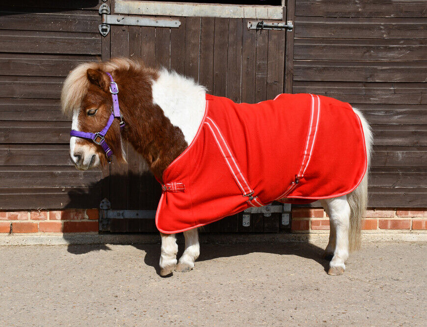 Picture of Rhinegold Mini Comfey Fleece Horse Rug | Red  | Std Neck | 3'6"-4'3"