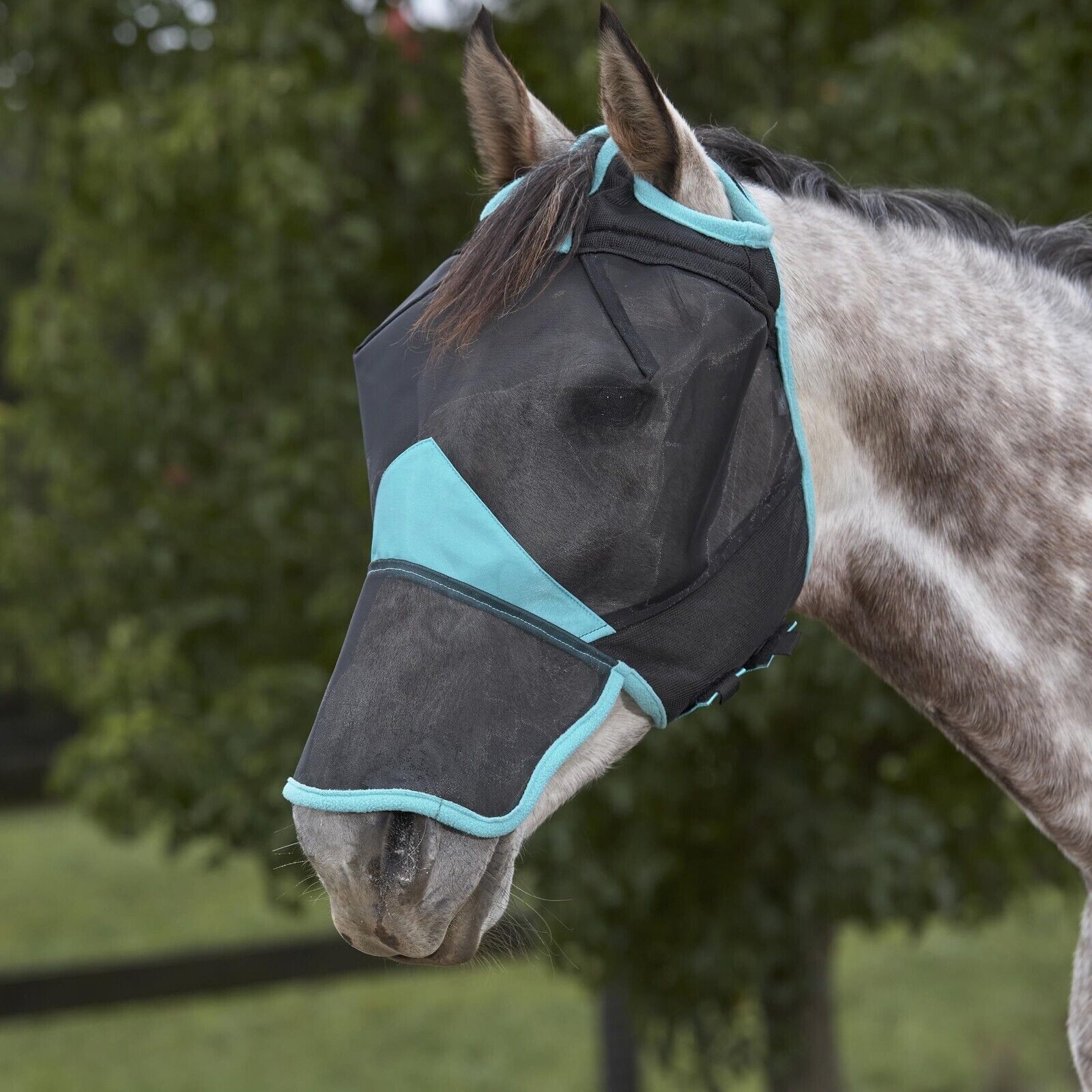 Picture of WeatherBeeta ComFiTec Deluxe Fine Mesh Fly Mask with Nose, No Ears,  UV Protect