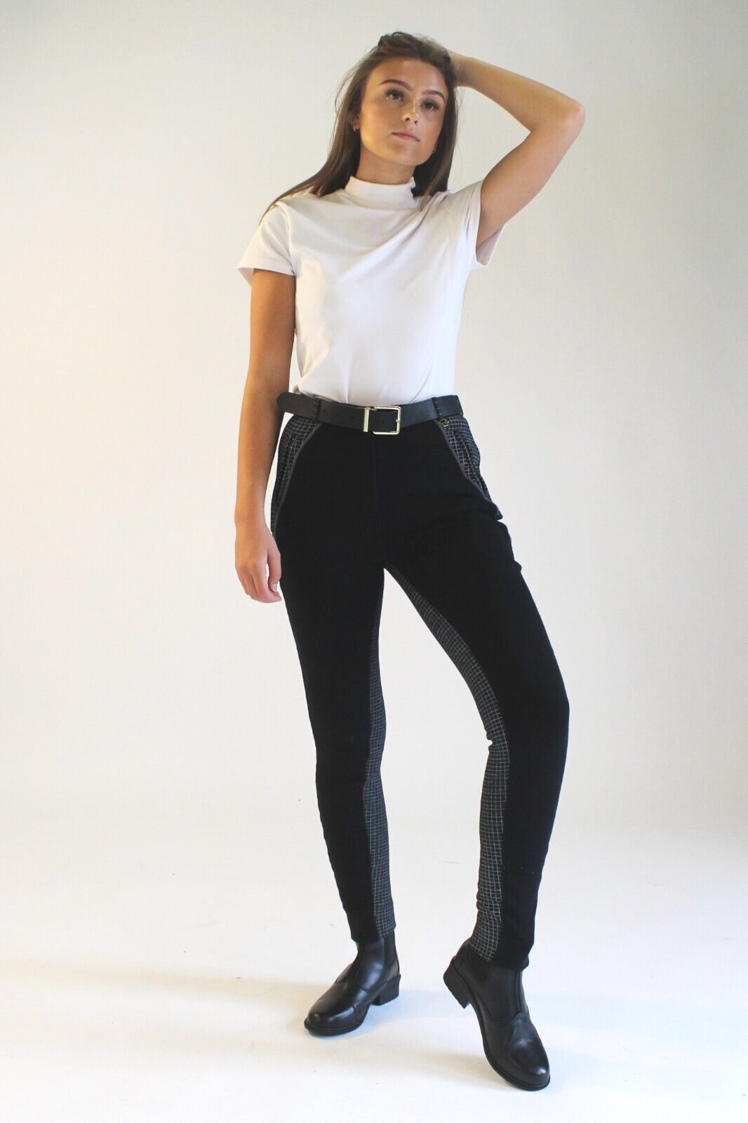 Picture of Ladies Classic Check Jodhpurs, Gallop Ladies Jodhpurs, Navy, Black, Brown,