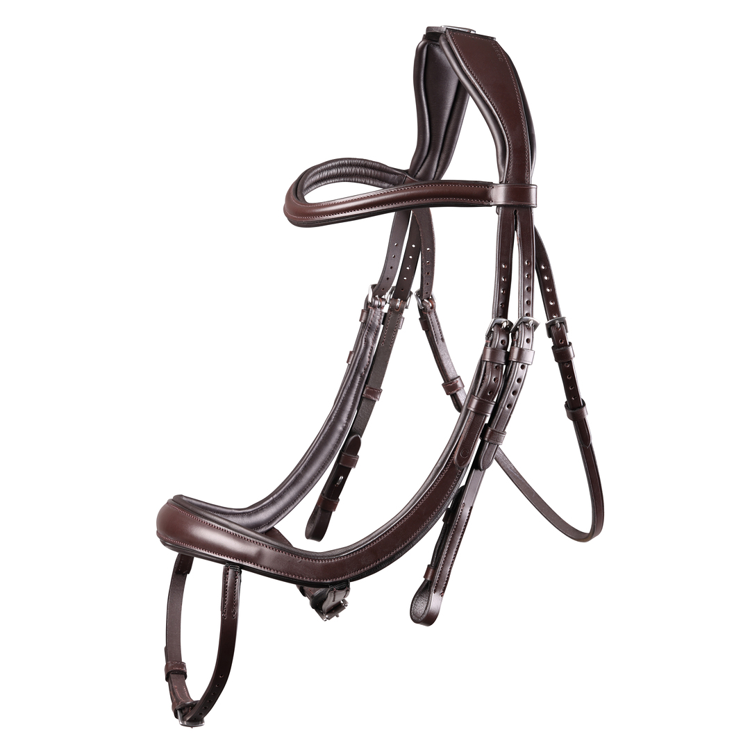 Shires Velociti Lusso Ergonomic Curved Flash Bridle, Black, Havana, 4 