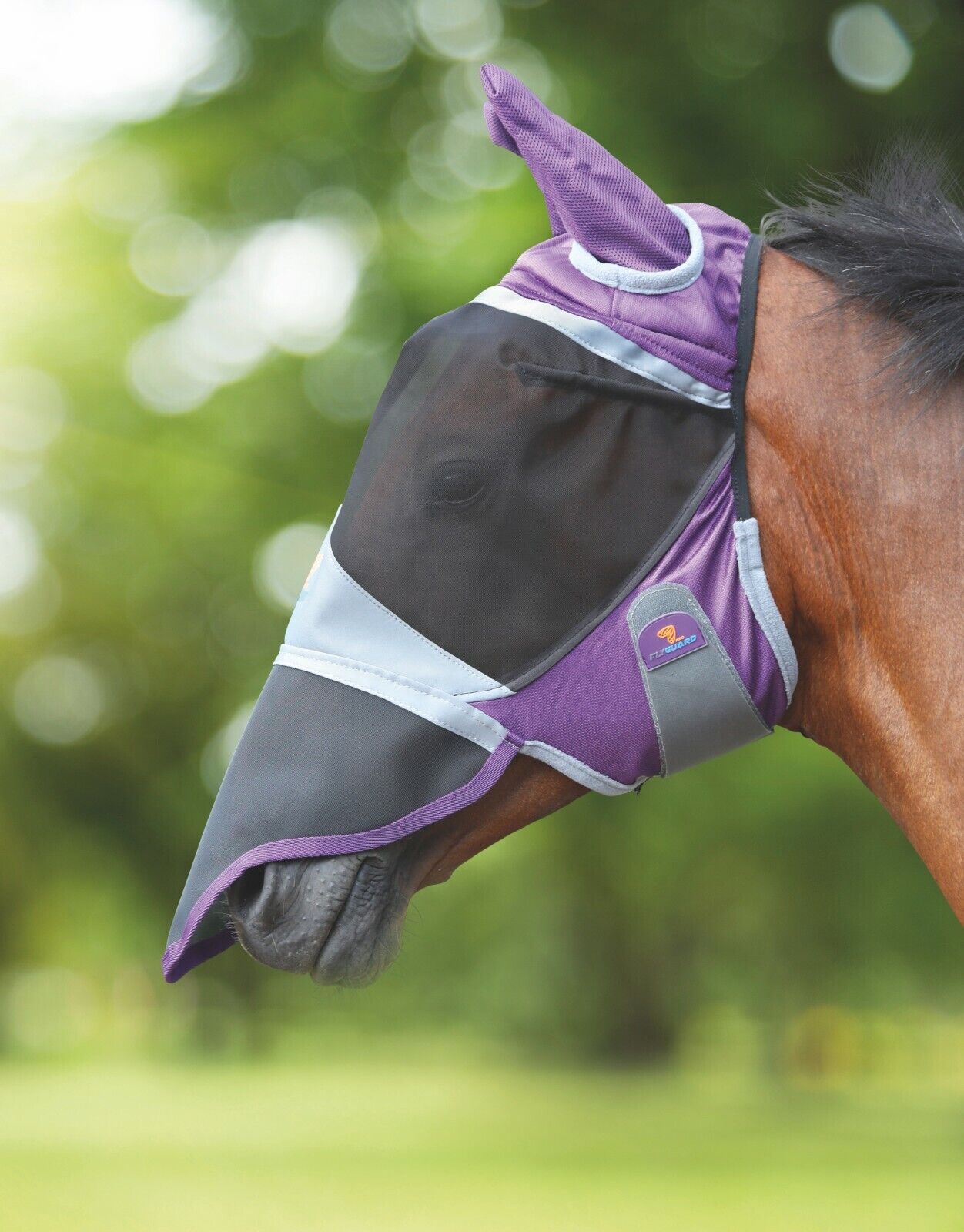 Picture of Shires Flyguard Deluxe Horse/Pony Fly Mask With Ears & Nose UV Protection,