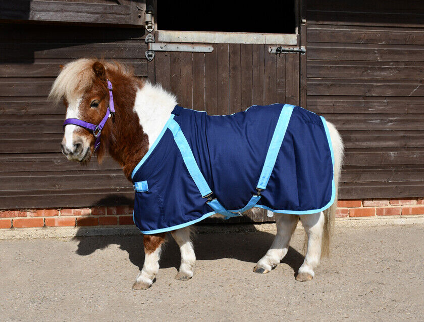 Picture of Rhinegold Mini Summer Sheet Travel Horse Rug | Navy  | Std Neck | 3'6"-4'3"